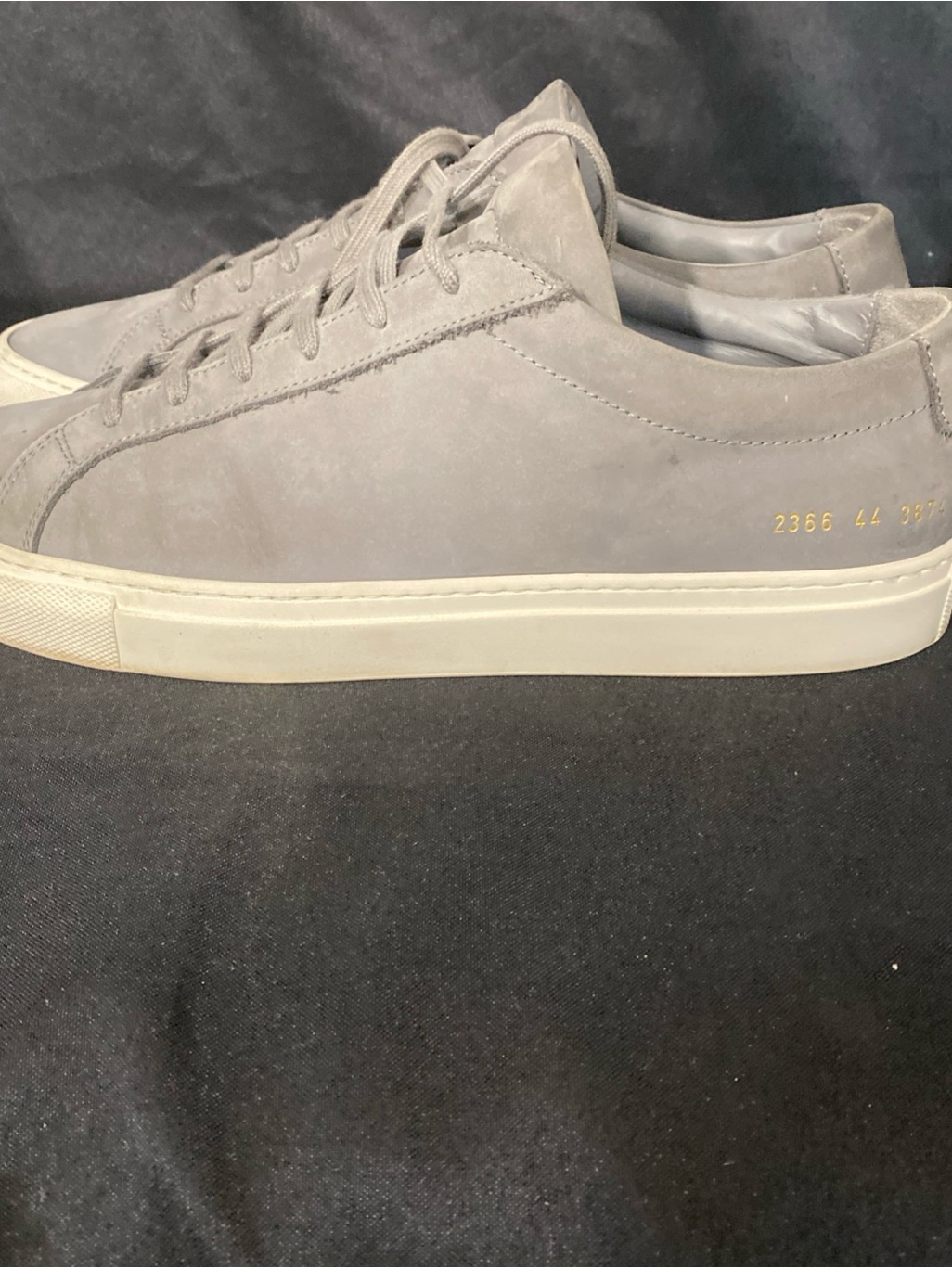 Common Projects Gray Suede Low-Top Sneakers With Cream Sole